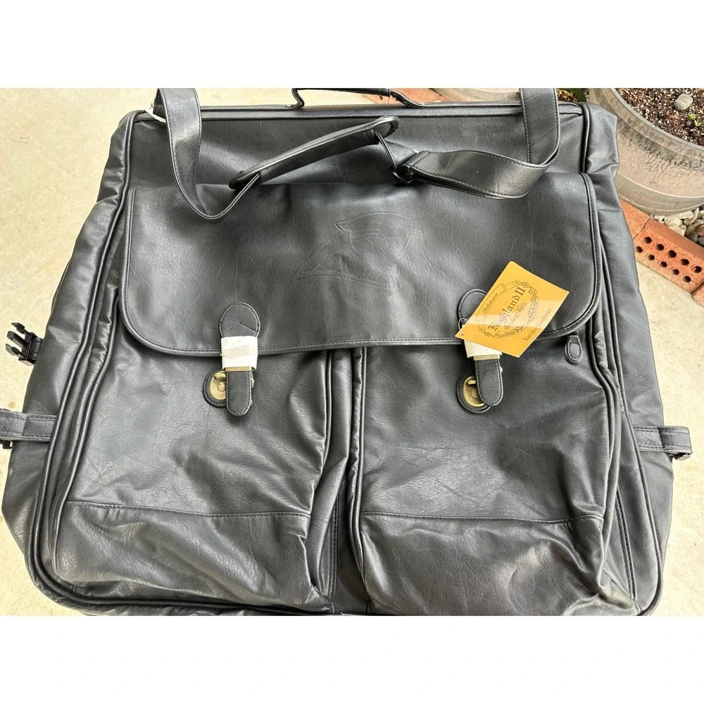 Carolina Panthers Highland Leather Travel Garment Fold-Over Suit Noir Black Bag